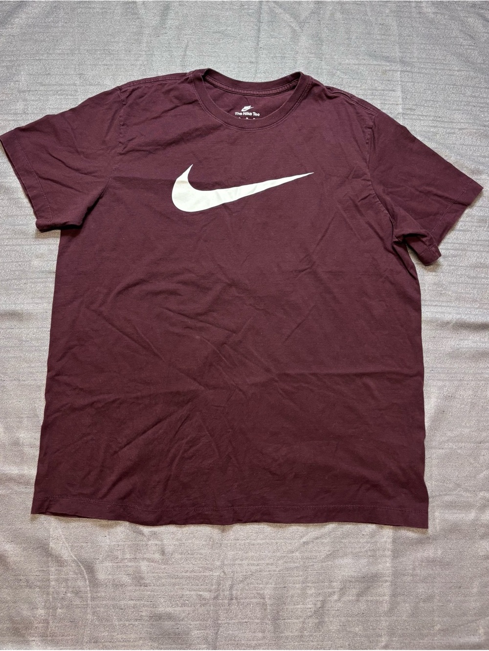 Nike Short-Sleeve Swoosh Tee in Burgundy and White